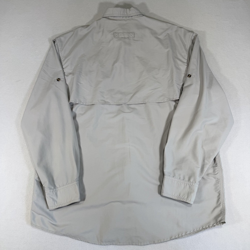 LL Bean Men's Gray Large Tropicwear Vented Fishing Short Sleeve Button Up Shirt - Picture 3 of 5